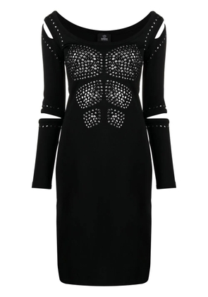 Versace Pre-Owned 2010 studded cut-out fitted dress - Black