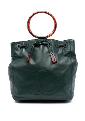 CHANEL Pre-Owned 1997-1999 CC Lambskin Tortoise Ring Drawstring tote bag - Green