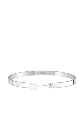 Nouvel Heritage 18K white gold pearl Lunch With Mom Mood diamond bangle - Silver