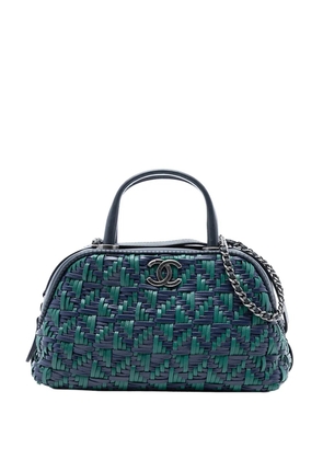 CHANEL Pre-Owned 2015-2016 CC Woven Calfskin Bowling Bag satchel - Blue
