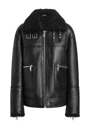 Dolce & Gabbana shearling-collar leather jacket - Black