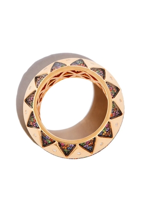 Harwell Godfrey 18kt yellow gold chubby talisman rainbow sapphire ring