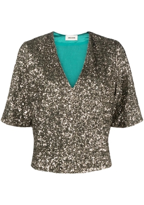 Zadig&Voltaire sequin-embellished short-sleeved blouse - Gold