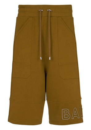 Balmain logo-print organic-cotton shorts - Brown