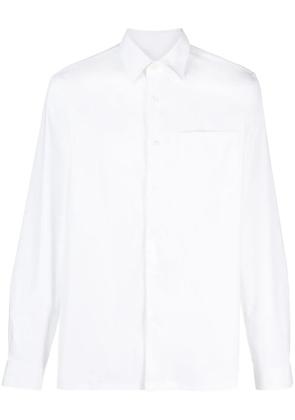 Prada logo-embroidered long-sleeve shirt - White