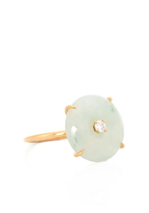 YI Collection 18K yellow gold jade and diamond spin ring