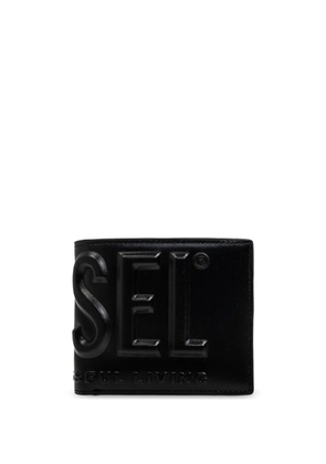 Diesel embossed-logo leather bi-fold wallet - Black
