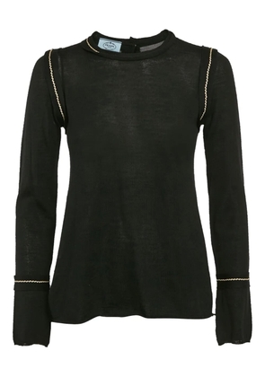 Prada Pre-Owned contrast-trim long-sleeve jumper - Black