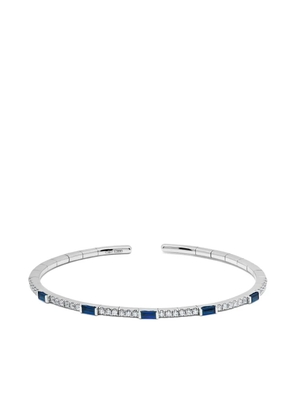 Jewels Aficionado 18K white gold sapphire diamond cuff - Silver