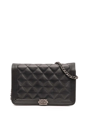 CHANEL Pre-Owned 2018-2019 Quilted Lambskin Boy Wallet On Chain crossbody bag - Black