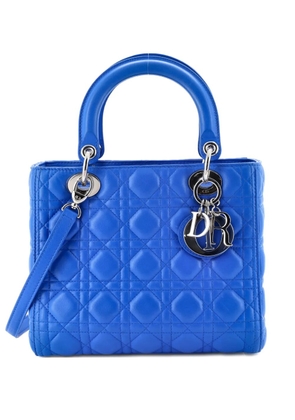 Christian Dior Pre-Owned Lady Dior Bag Cannage Quilt Lambskin Medium satchel - Blue