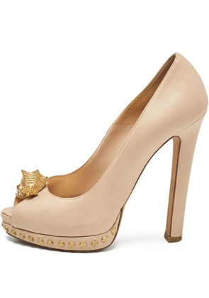 Alexander McQueen Pre-Owned studded peep-toe pumps - Neutrals