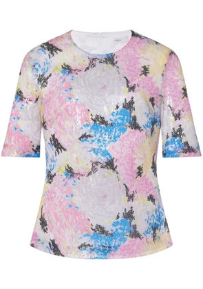 Rosetta Getty floral-print sequin-embellished T-shirt - Pink