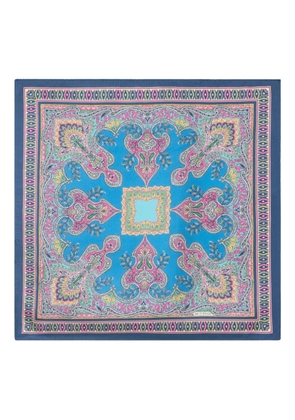 ETRO floral paisley silk pocket square - Blue