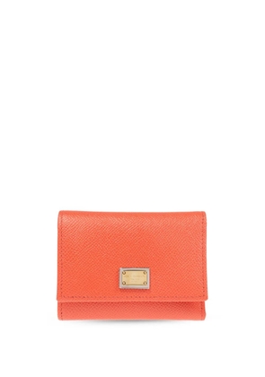 Dolce & Gabbana logo-plaque leather wallet - Orange