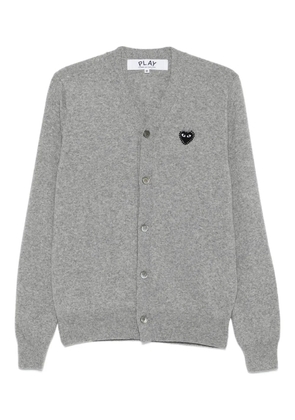 Comme Des Garçons Play heart-emblem rhinestone-embellishment cardigan - Grey