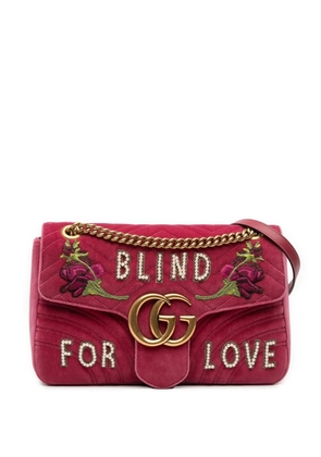 Gucci Pre-Owned 2016-2025 Large GG Marmont Matelasse Velvet Embroidered Blind For Love shoulder bag - Pink