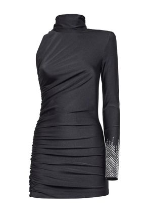 Alina rhinestone gathered one-shoulder dress - Black