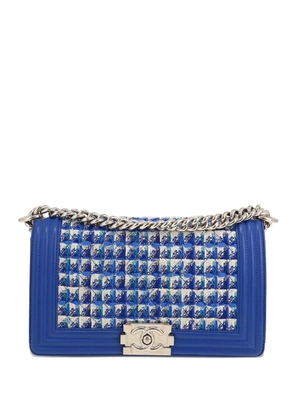 CHANEL Pre-Owned Boy tweed-chain shoulder bag - Blue