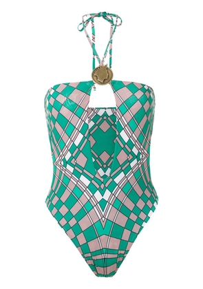 Amir Slama printed halterneck swimsuit - Green
