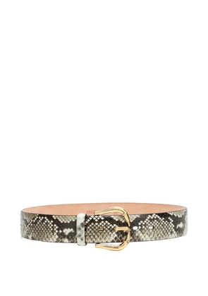 Roberto Cavalli fang buckle snakeskin belt - Grey