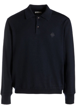 Bally logo-embroidered long-sleeved polo shirt - Blue