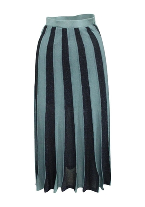 SANDRO pleated striped midi skirt - Blue