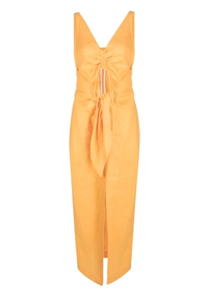 Nanushka draped linen midi dress - Orange