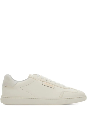 Ferragamo suede-panelled leather sneakers - White