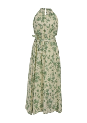 SANDRO palm-print midi dress - Neutrals