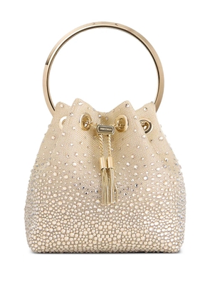 Jimmy Choo Bon Bon crystal-embellished bucket bag - Neutrals