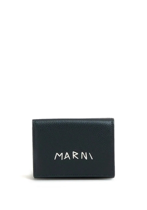 Marni logo-embroidered leather wallet - Black