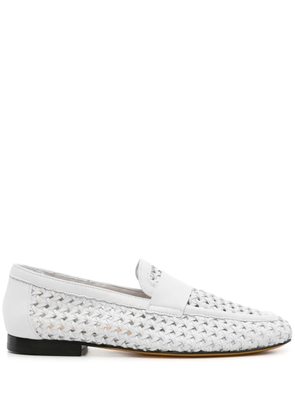Doucal's interwoven leather loafers - White