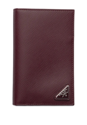 Prada logo leather passport holder - Red