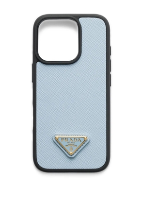 Prada Saffiano leather iPhone 16 Pro case - Blue
