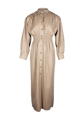 Nanushka shirred leather midi dress - Neutrals