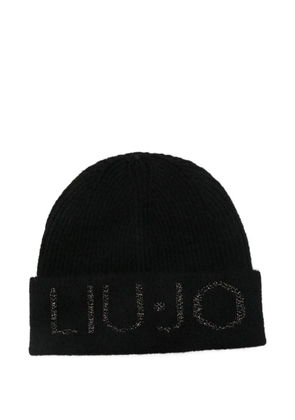 LIU JO logo-detail ribbed beanie - Black