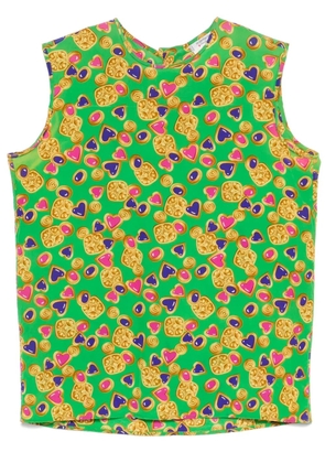 Saint Laurent Pre-Owned earrings-print top - Green