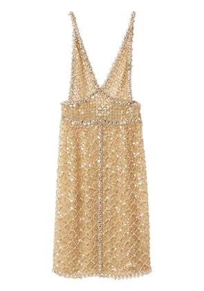 Miu Miu bead-embellished organza midi dress - Gold
