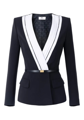 Elisabetta Franchi pleated logo-piping jacket - Black