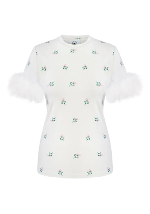 Sleeper feather-trim T-shirt - White