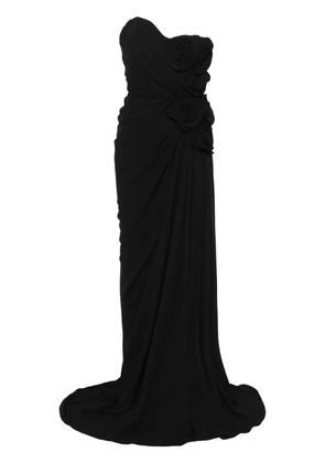 Ana Radu floral-appliqué maxi dress - Black