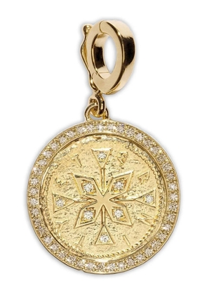 Azlee 18K yellow gold small Compass Coin diamond pendant