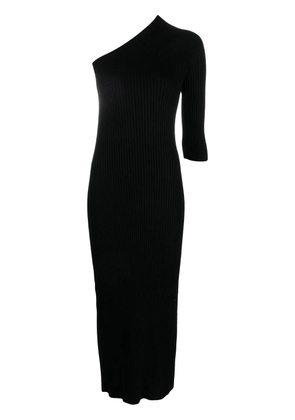 AERON ribbed asymmetric midi dress - Black