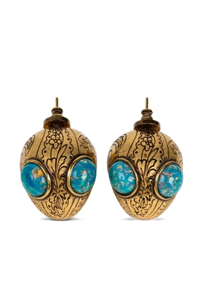 ETRO floral-etched opal earrings - Gold