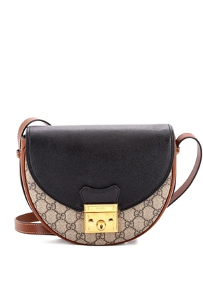 Gucci Pre-Owned Padlock Saddle Shoulder Bag GG Coated Canvas and Leather Small crossbody bag - Black