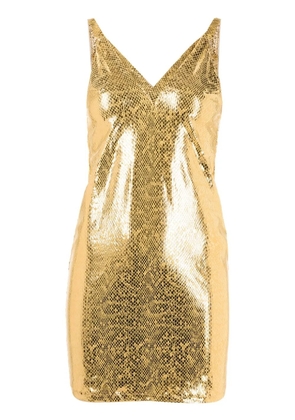 Amir Slama metallic snakeskin-effect mini dress - Gold