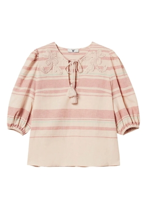 TWINSET striped embroidered blouse - Neutrals