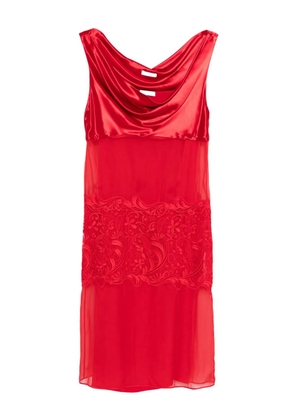 Ferragamo cowl-neck lace-insert dress - Red