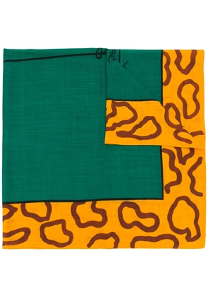 JC de Castelbajac Pre-Owned 1980s leopard-print detail wool scarf - Green